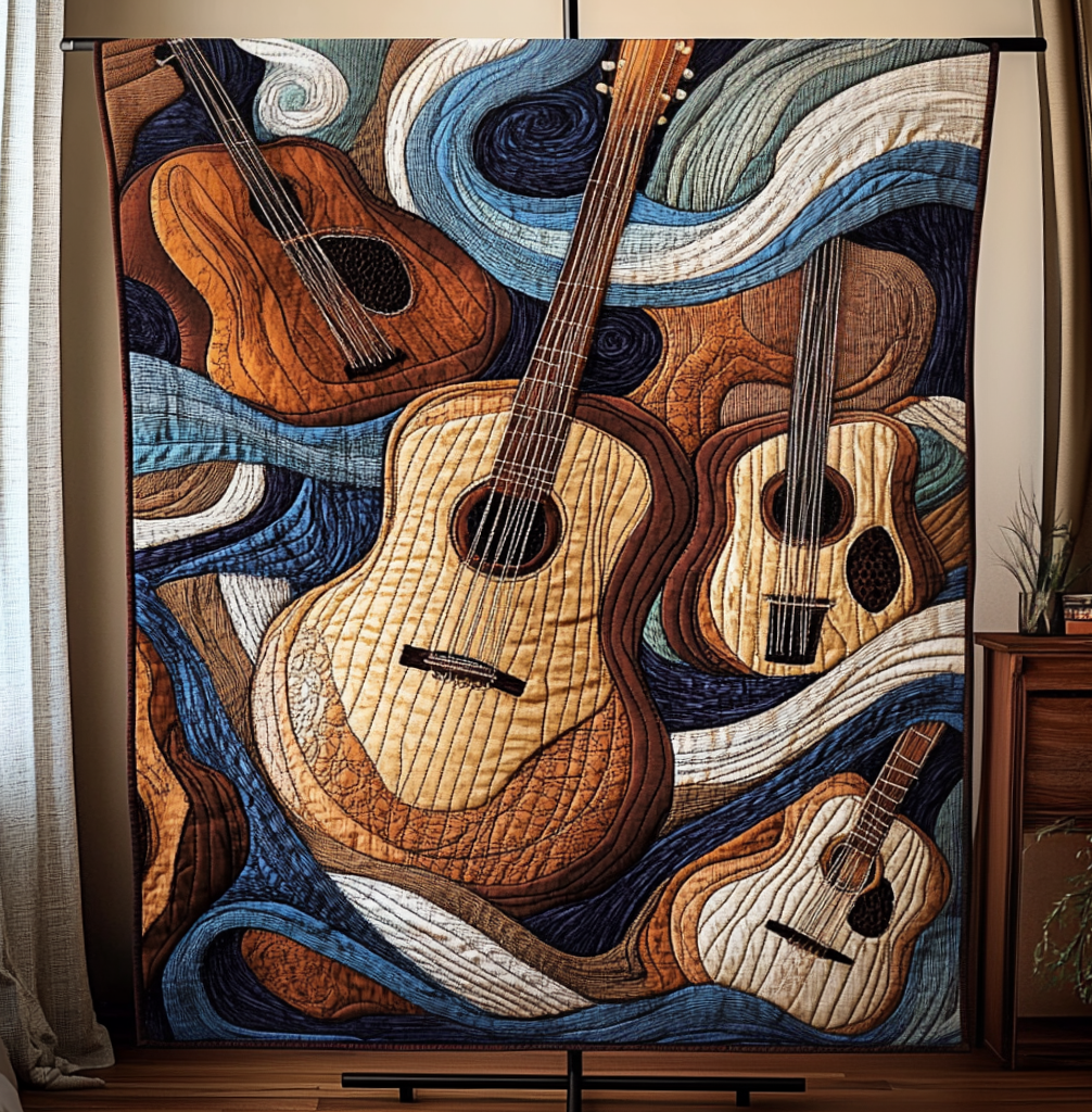 Acoustic Waves Quilted Blanket - Throw (55" x 60")