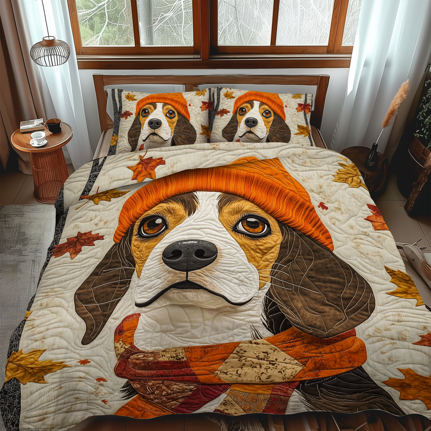 Adorable Beagle 3-Piece Quilted Bedding Set - Single (59" x 70")