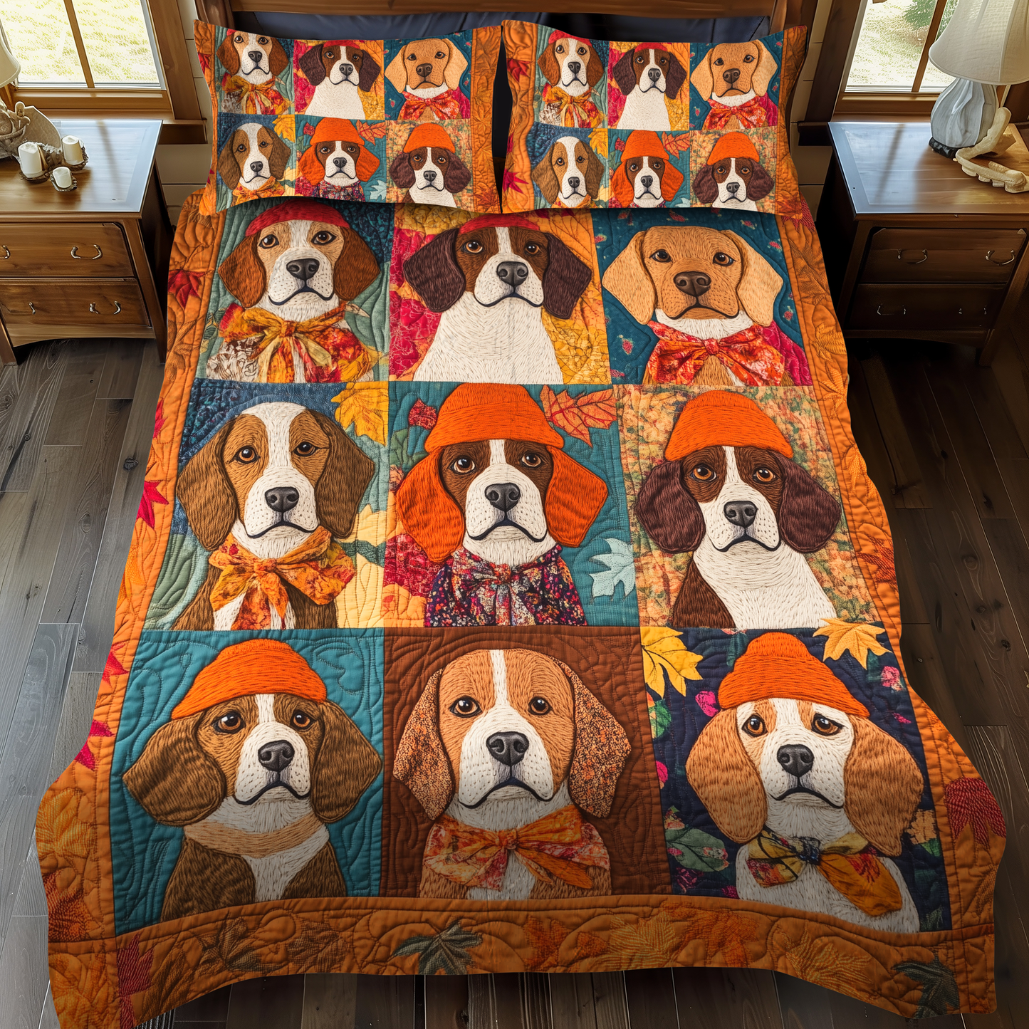 Adorable Beagle 3-Piece Quilted Bedding Set - Single (59" x 70")