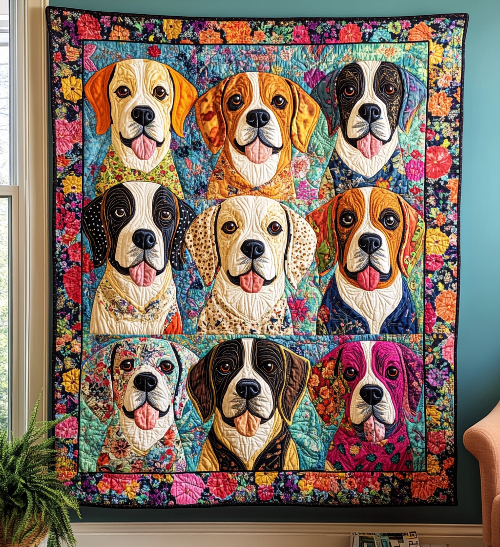 Adorable Beagle Quilted Blanket - Throw (55" x 60")