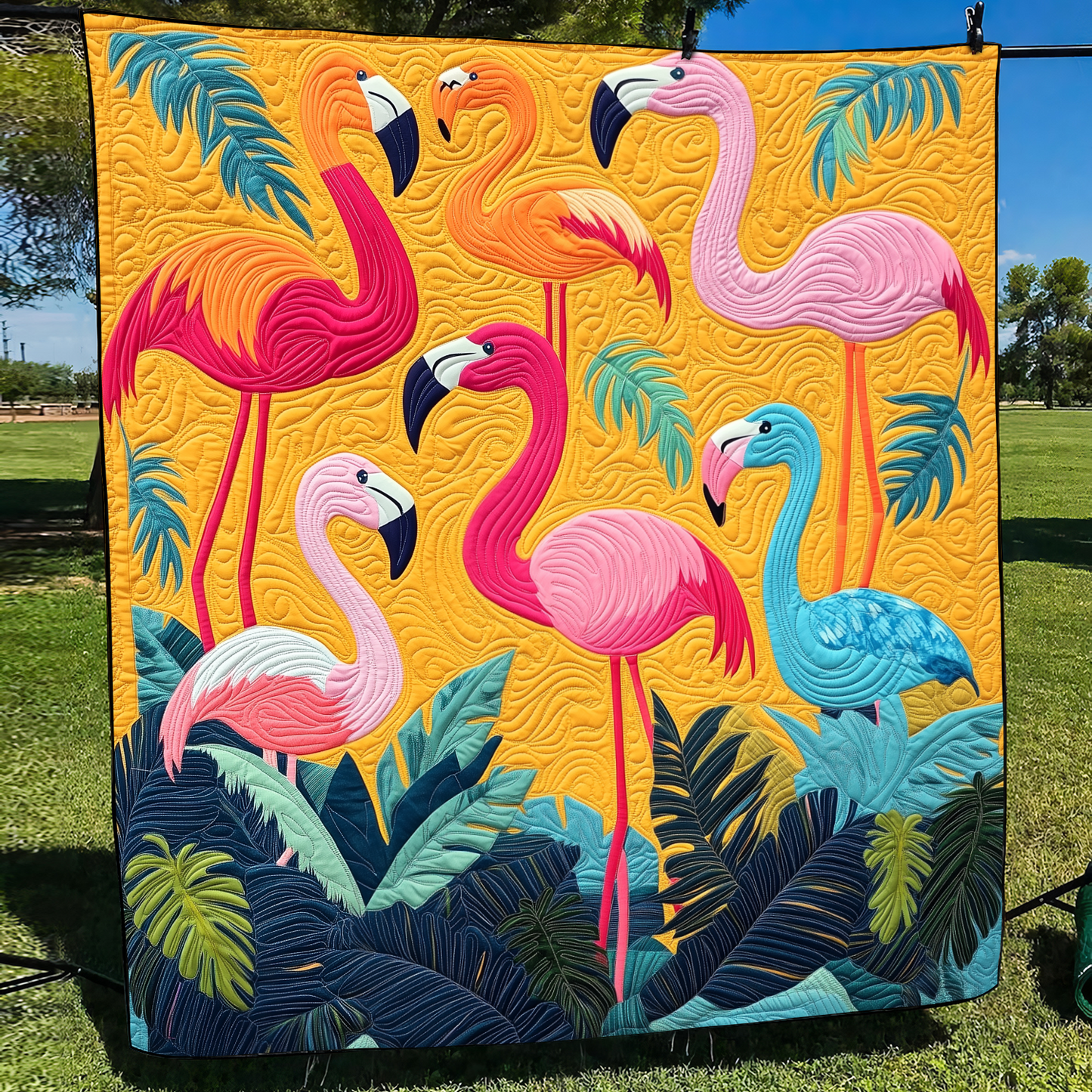 Adorable Flamingo Quilted Blanket - Throw (55" x 60")