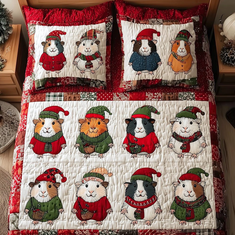 Adorable Guinea Pig 3-Piece Quilted Bedding Set - Single (59" x 70")