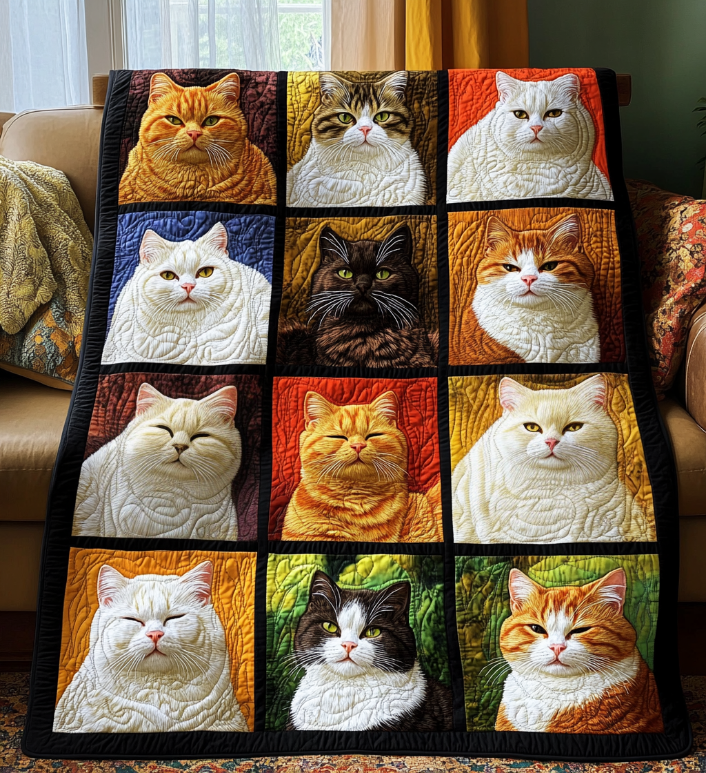 Adorable Kitten Quilted Blanket - Throw (55" x 60")