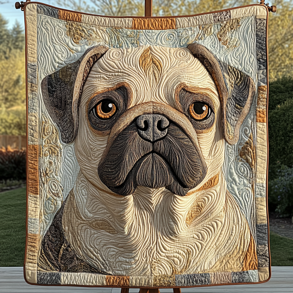 Adorable Pug Quilted Blanket - Throw (55" x 60")