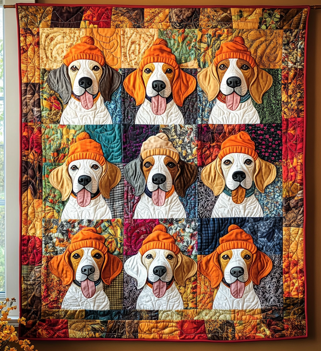 Affectionate Beagles Quilted Blanket - Throw (55" x 60")