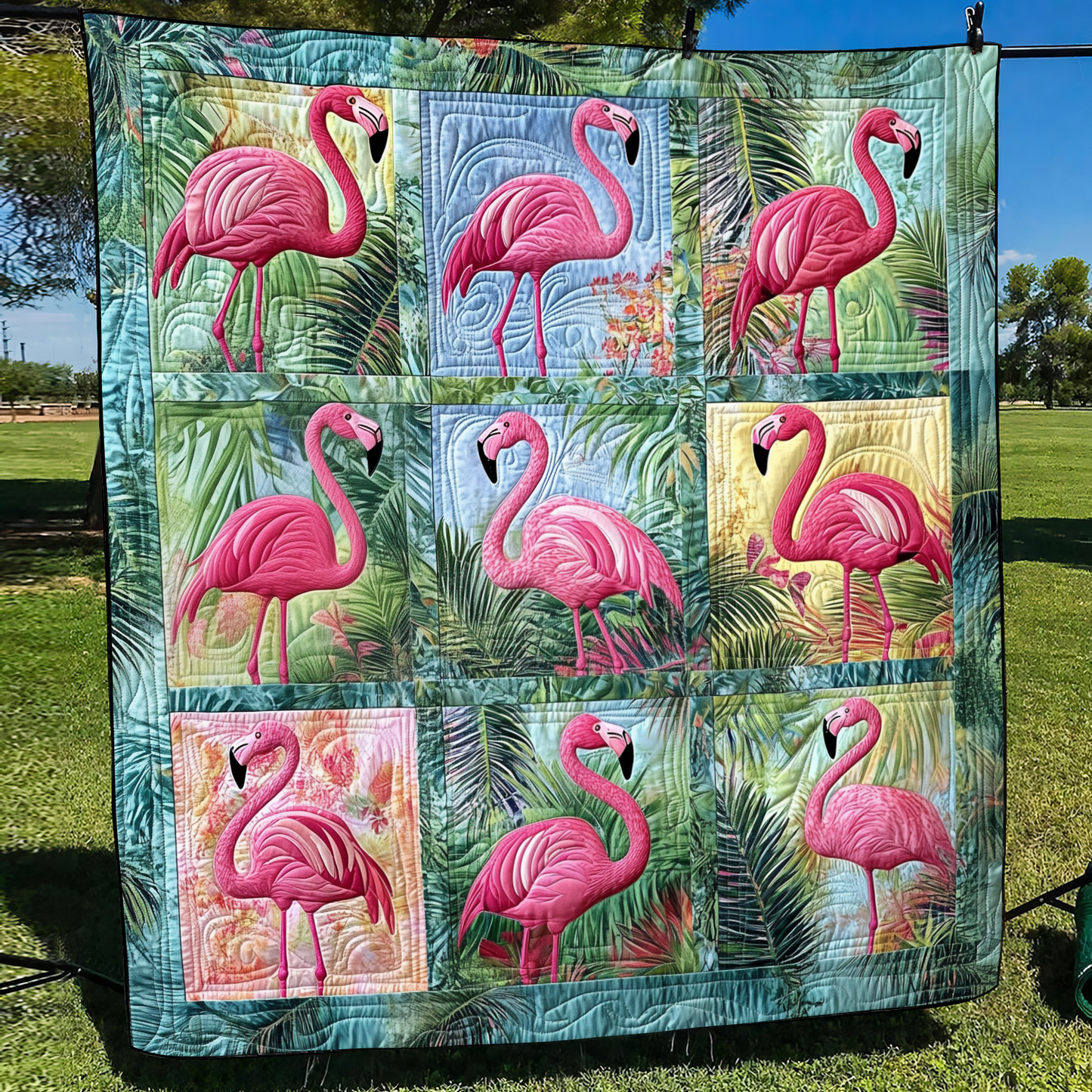 Affectionate Flamingo Quilted Blanket - Throw (55" x 60")