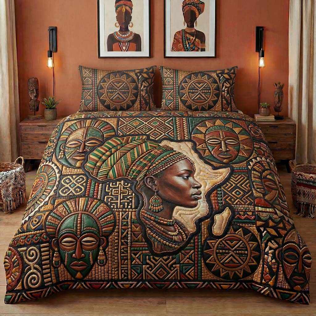 African Ancestry 3-Piece Quilted Bedding Set - Single (59" x 70")