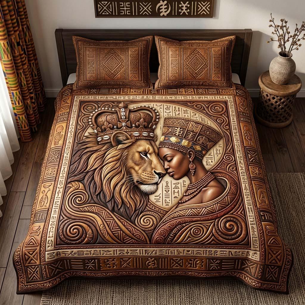 African Dynasty 3-Piece Quilted Bedding Set - Single (59" x 70")