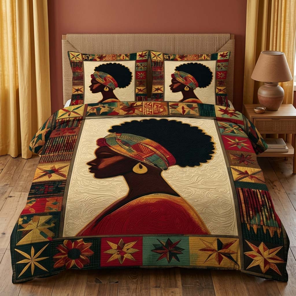 African Essence 3-Piece Quilted Bedding Set - Single (59" x 70")