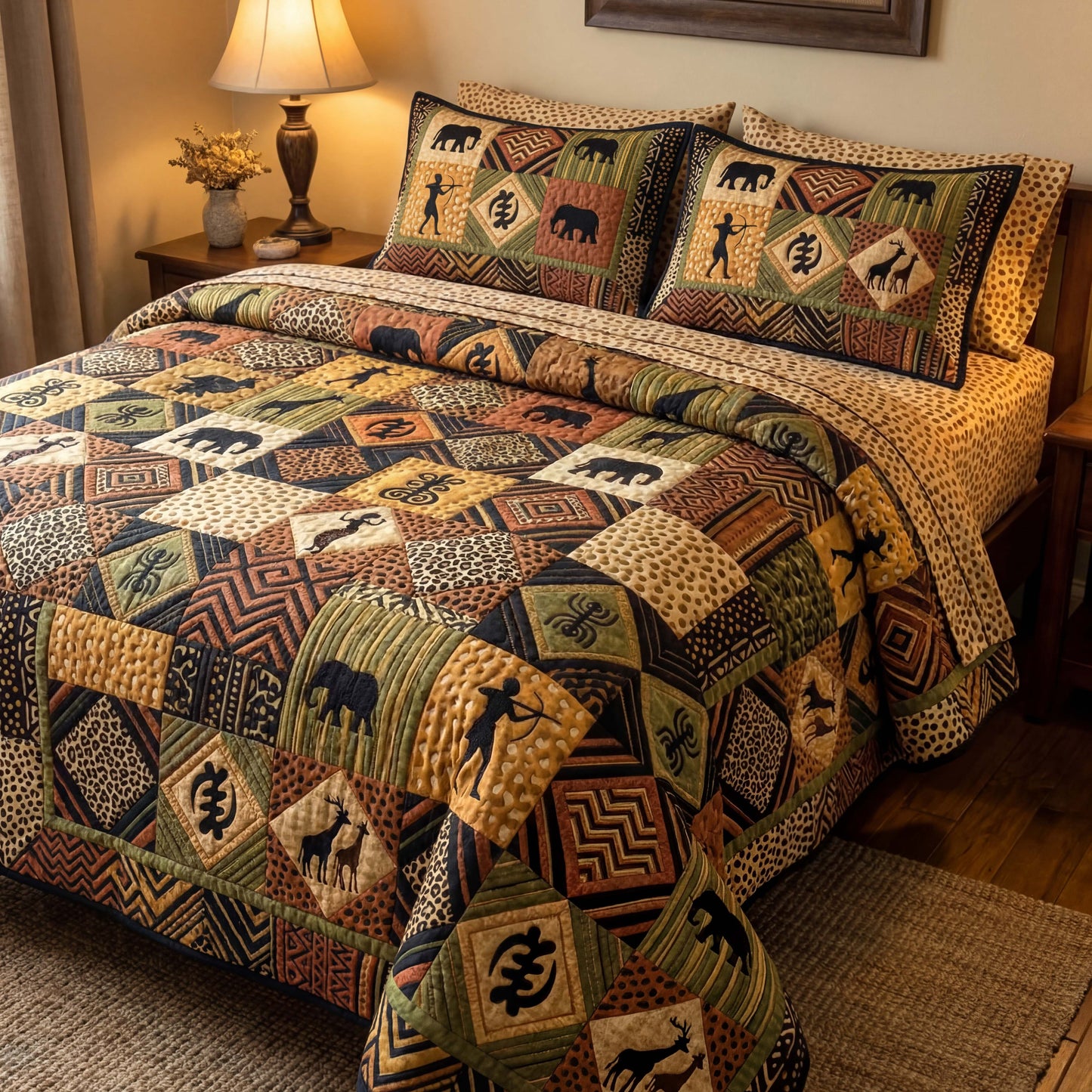 African Wilderness 3-Piece Quilted Bedding Set - Single (59" x 70")
