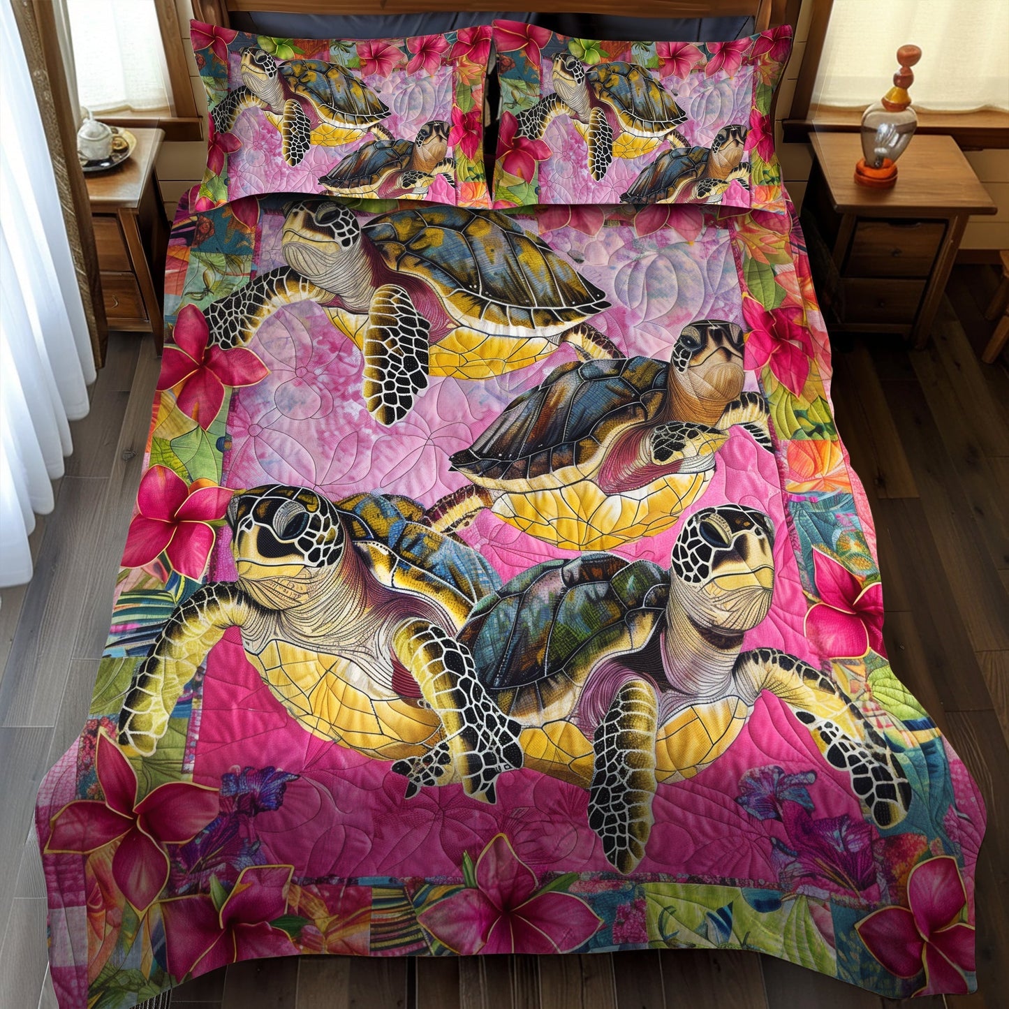 Aloha Turtle Dreams 3-Piece Quilted Bedding Set - Single (59" x 70")