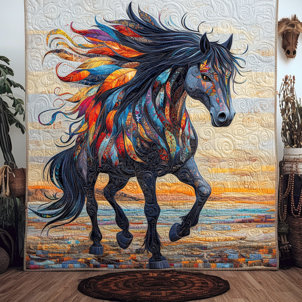 Alpha Horse Quilted Blanket - Throw (55" x 60")