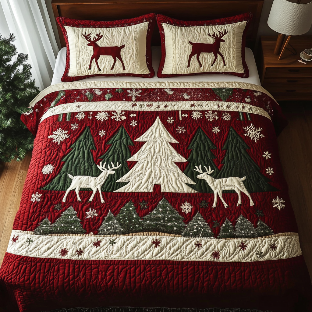 Alpine Cheer 3-Piece Quilted Bedding Set - Single (59" x 70")