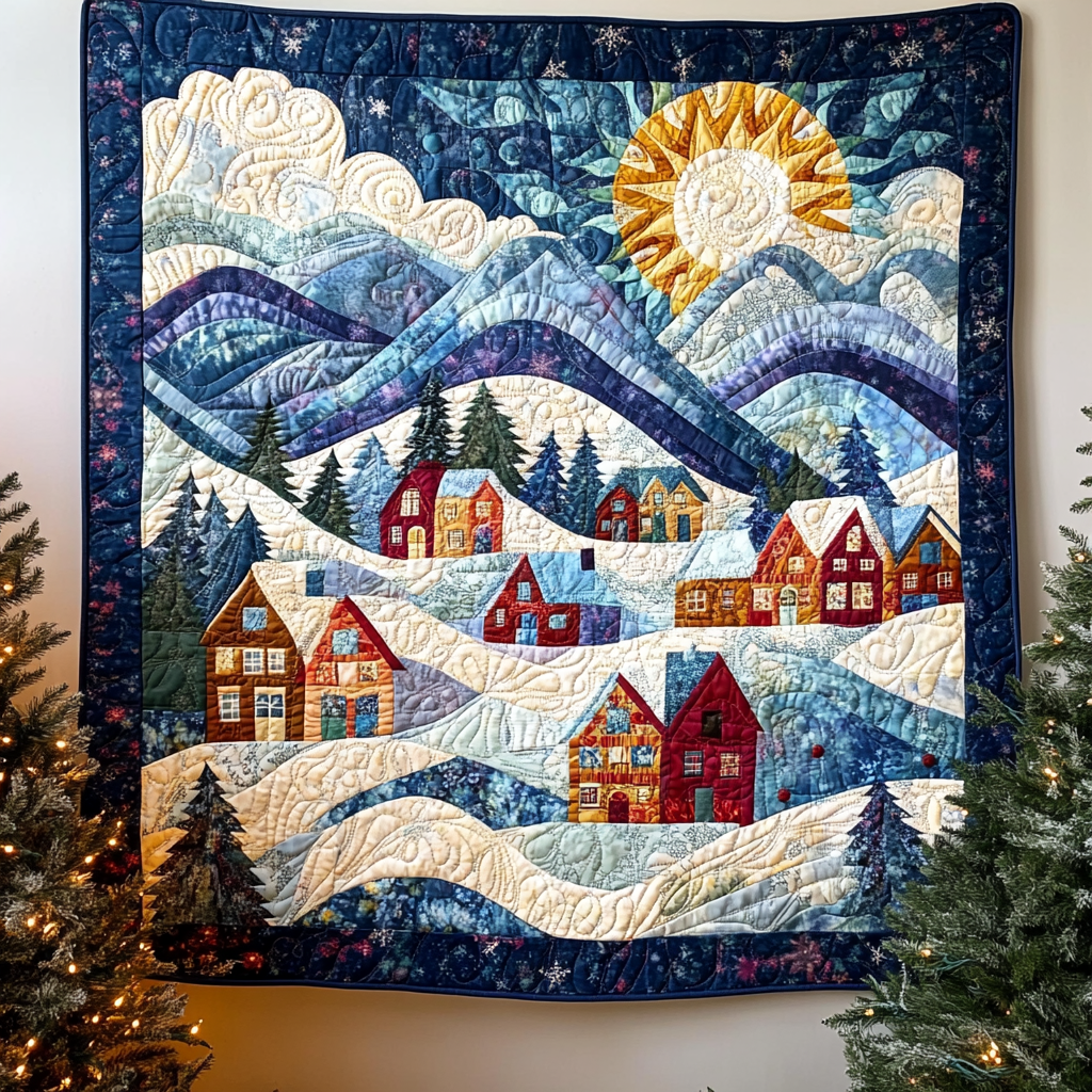 Alpine Village Charm Quilted Blanket - Throw (55" x 60")