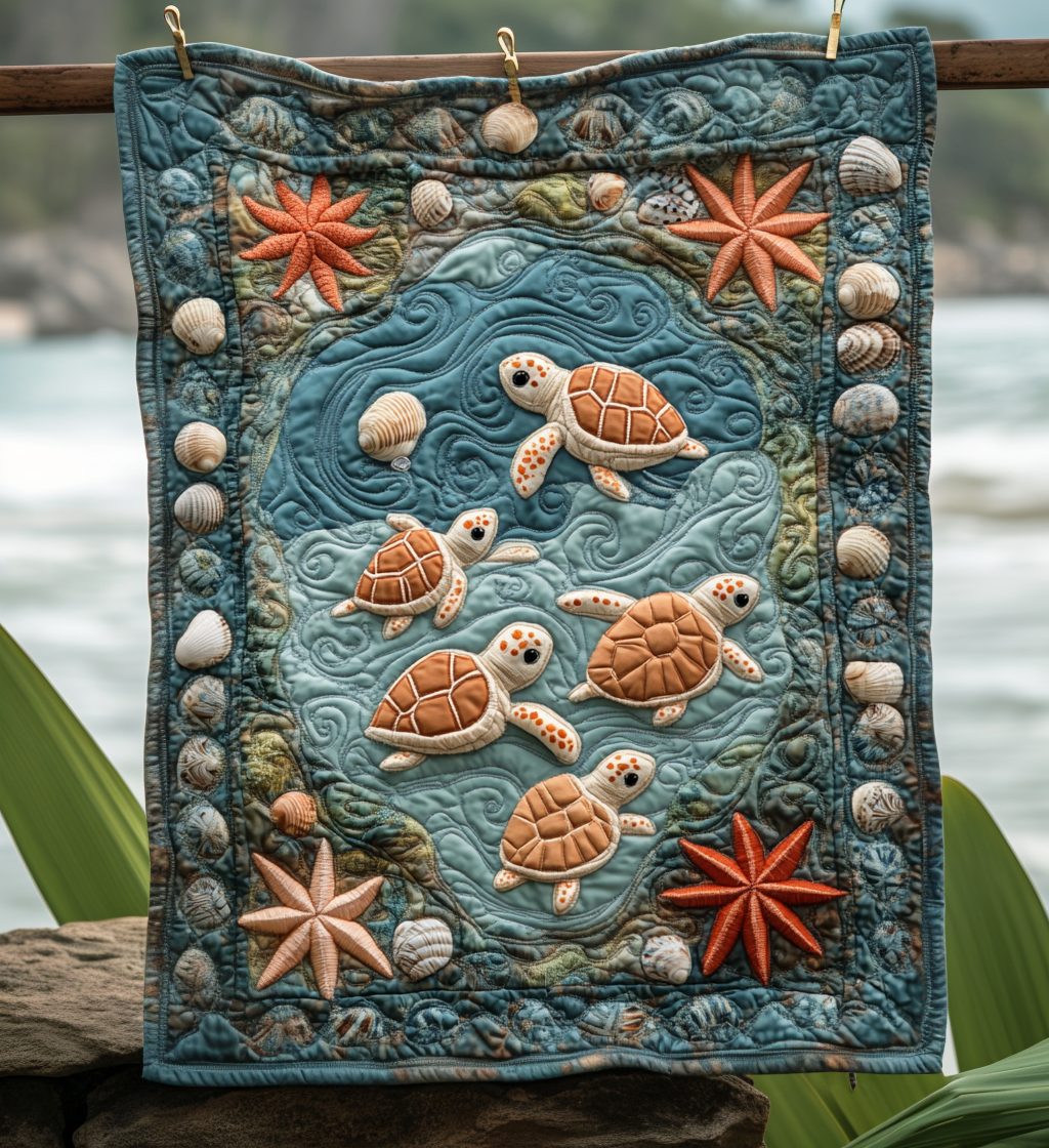Amazing Turtles Art Quilt Hanging - Baby (30" x 40")