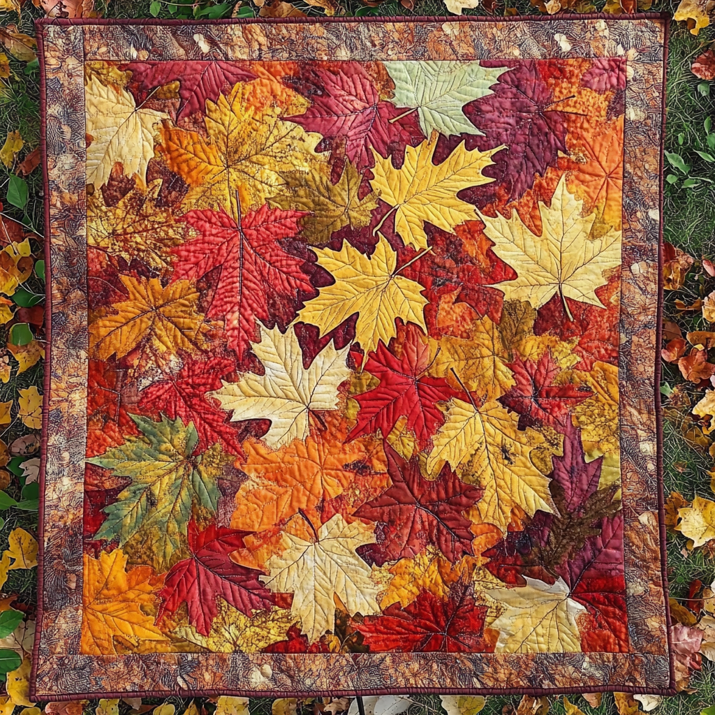 Amber Autumn Whispers Quilted Blanket - Throw (55" x 60")