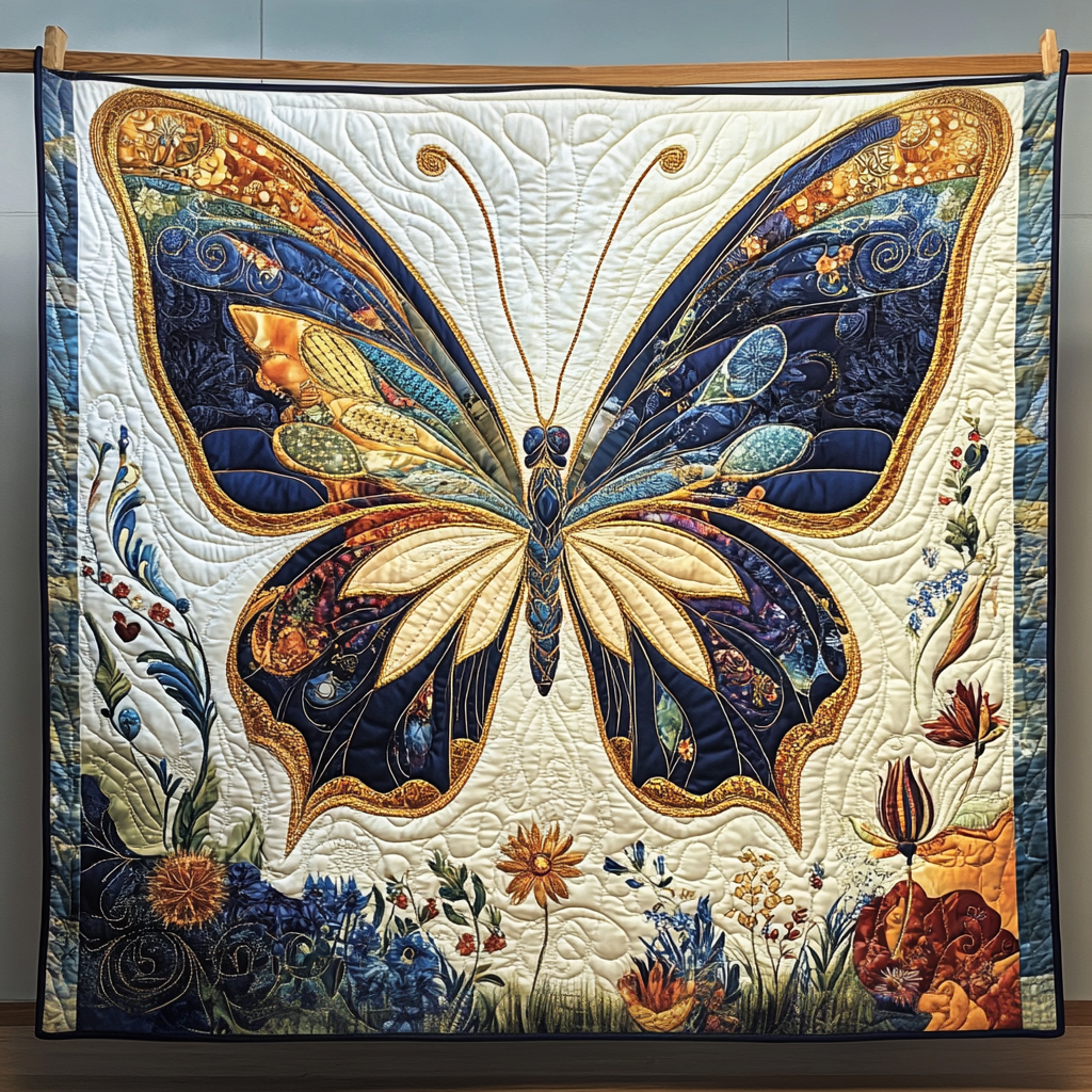 Amber Glow Butterfly Quilted Blanket - Baby (30" x 40")