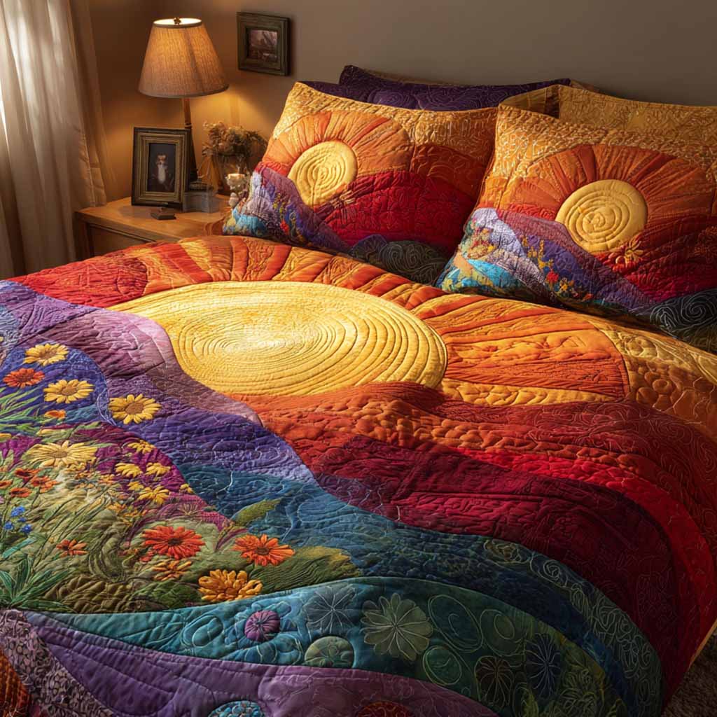 Amber Horizon 3-Piece Quilted Bedding Set - Single (59" x 70")