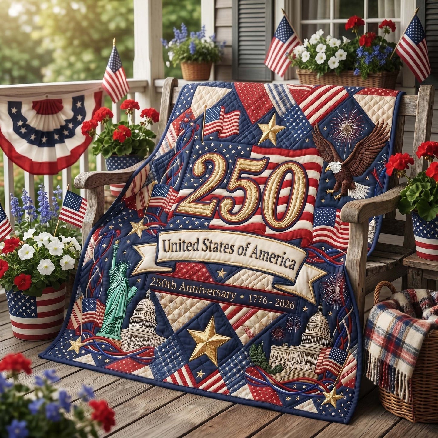America 250 Anthem Quilted Blanket - Baby (30" x 40") - Pack 1