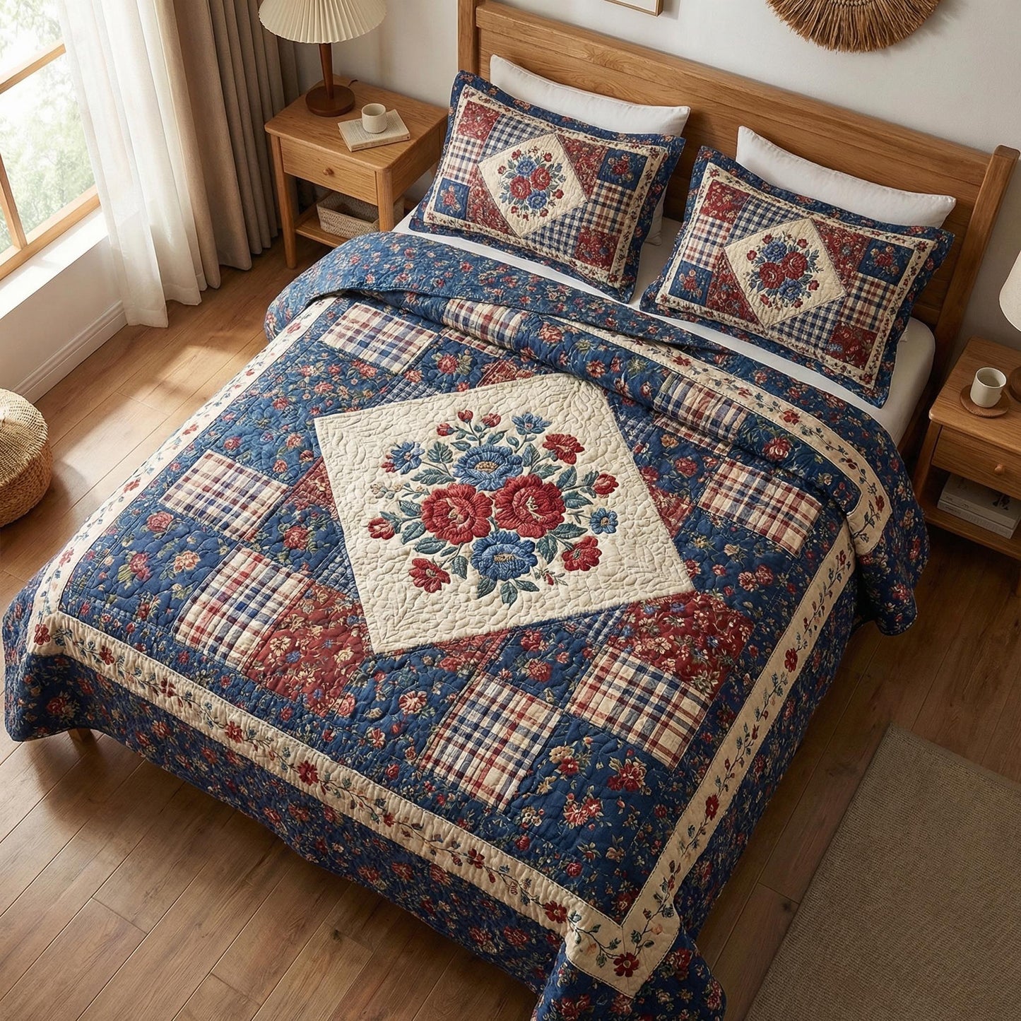 American Garden 3-Piece Quilted Bedding Set - Single (59" x 70")