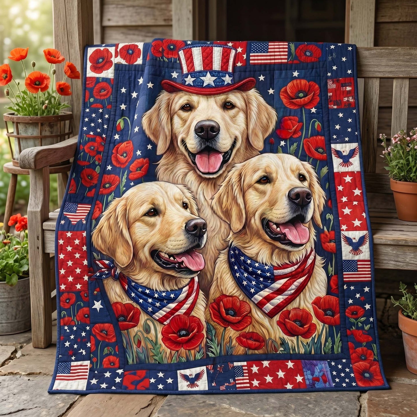 American Golden Retriever Quilted Blanket - Baby (30" x 40") - Pack 1