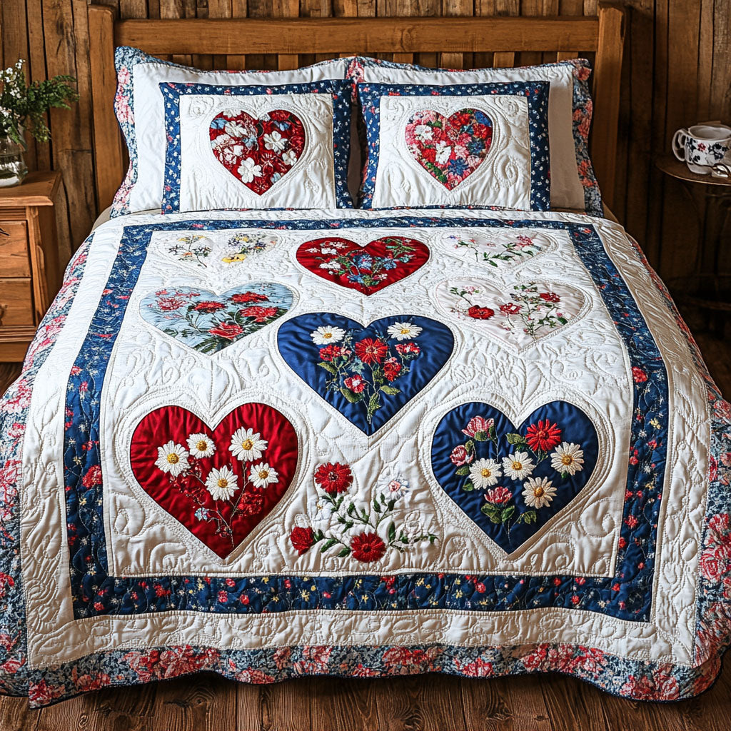 American Heartland Quilt 3-Piece Quilted Bedding Set - Single (59" x 70")