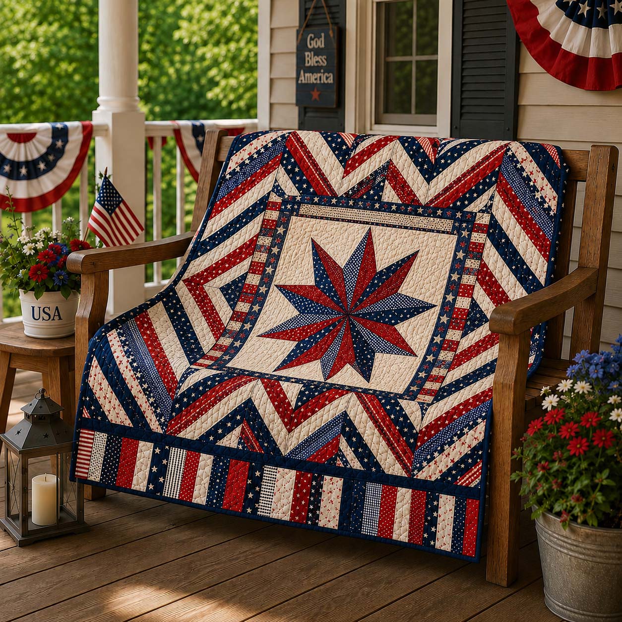 Americana Compass Quilted Blanket - Baby (30" x 40") - Pack 1