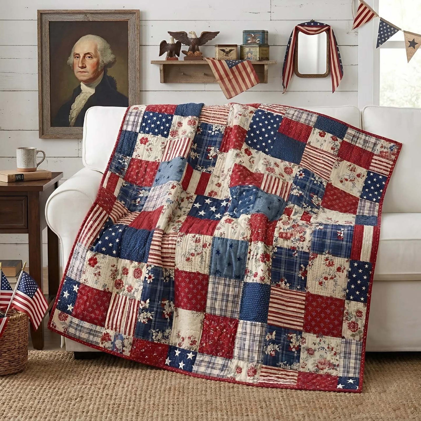 Americana Patchwork Quilted Blanket - Baby (30" x 40") - Pack 1