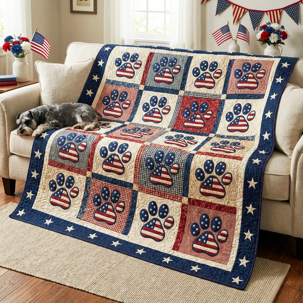 Americana Pawprint Quilted Blanket - Baby (30" x 40") - Pack 1