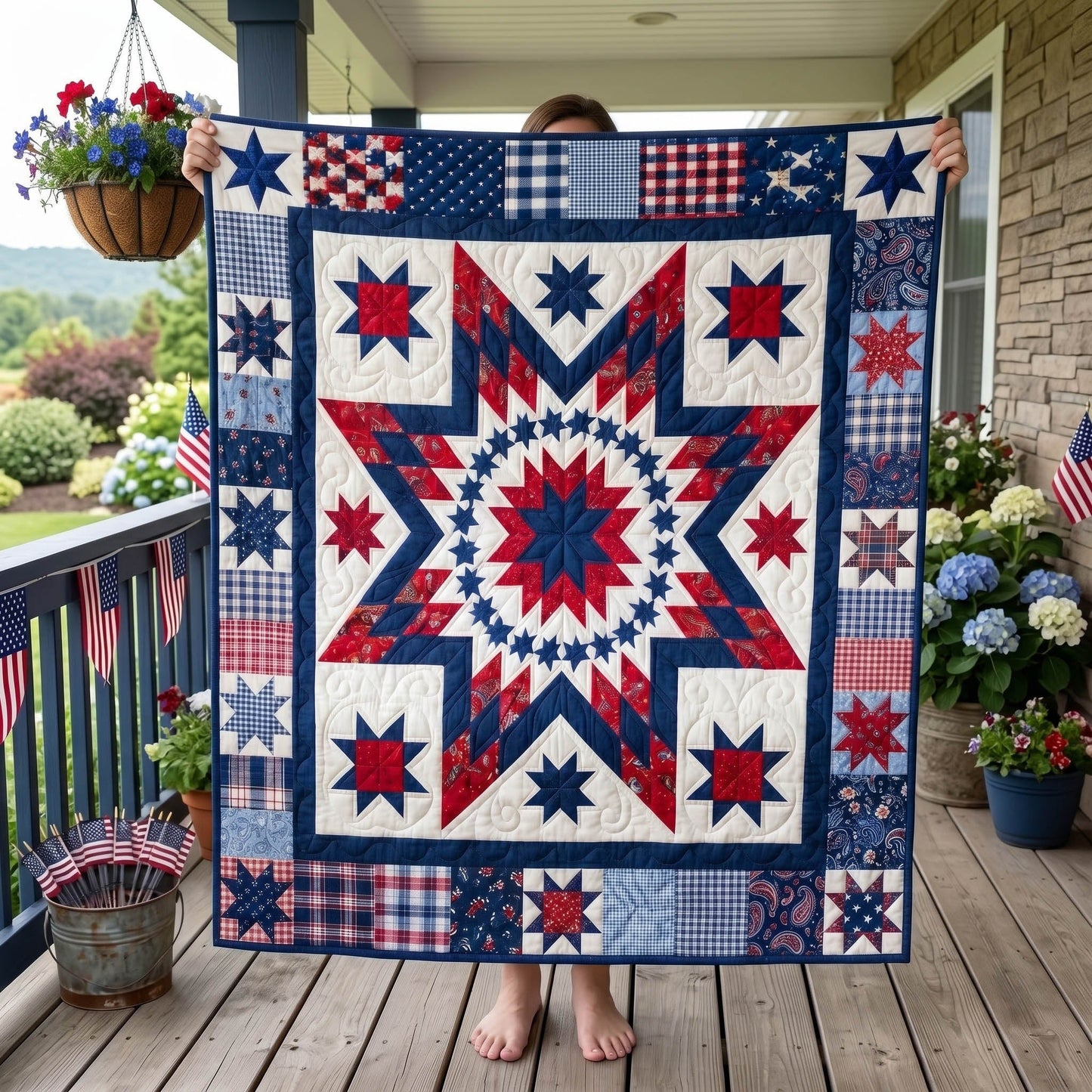 Americana Star Quilted Blanket - Baby (30" x 40") - Pack 1