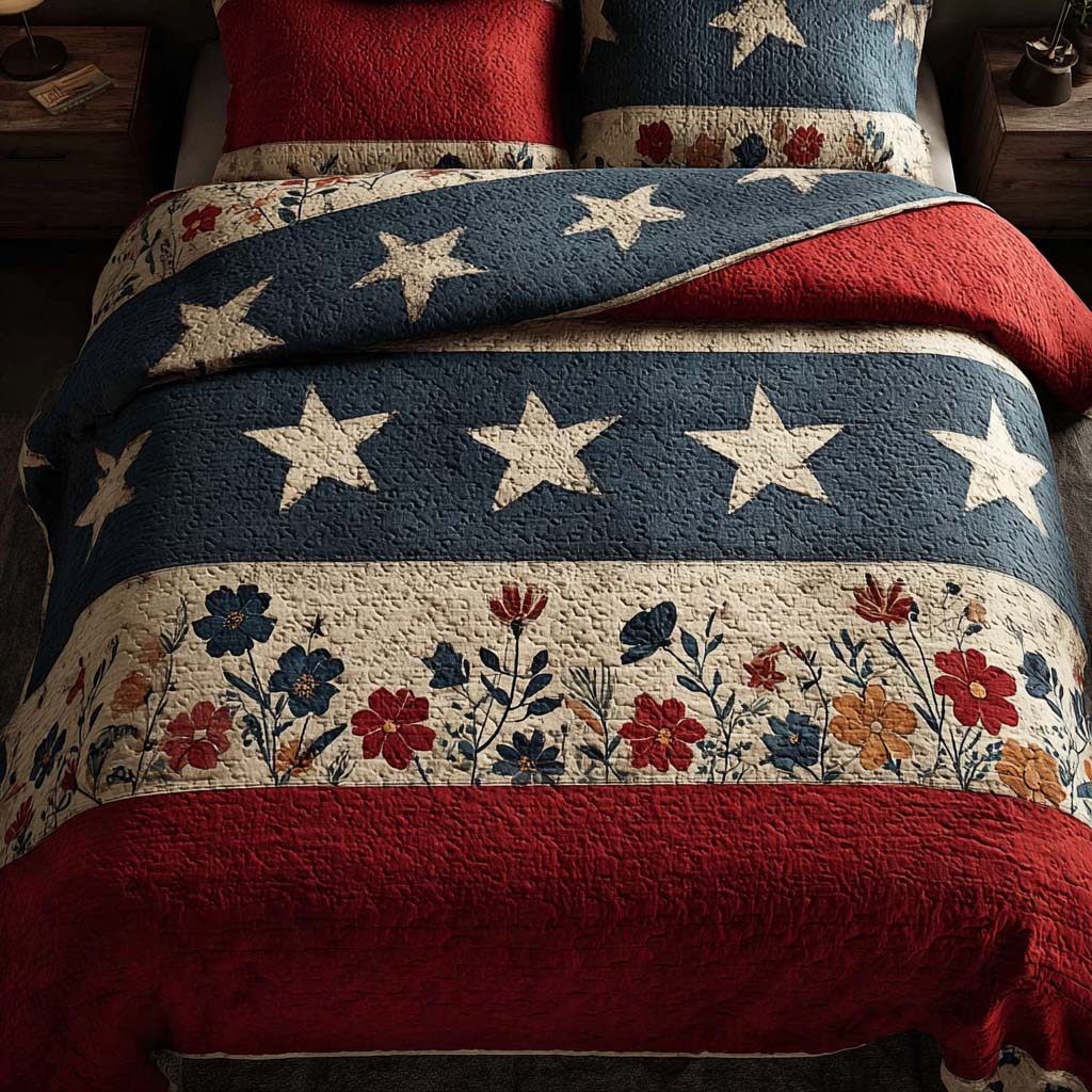 Americana Starfield 3-Piece Quilted Bedding Set - Single (59" x 70")