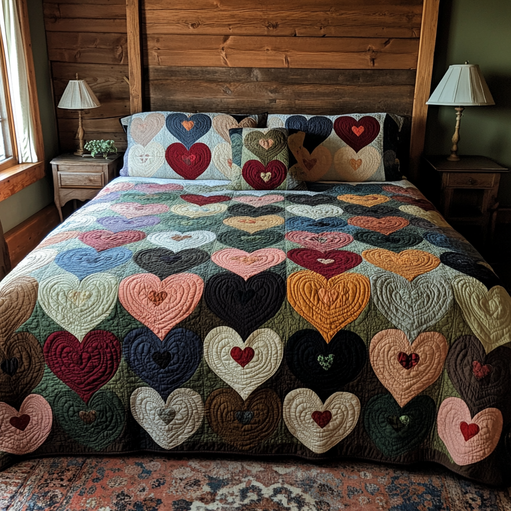 Amour Patchwork 3-Piece Quilted Bedding Set - Single (59" x 70")