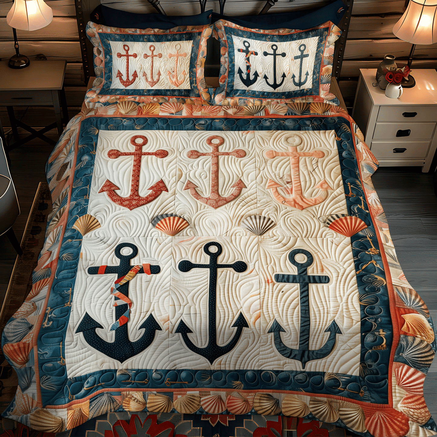 Anchor Haven 3-Piece Quilted Bedding Set - Single (59" x 70")