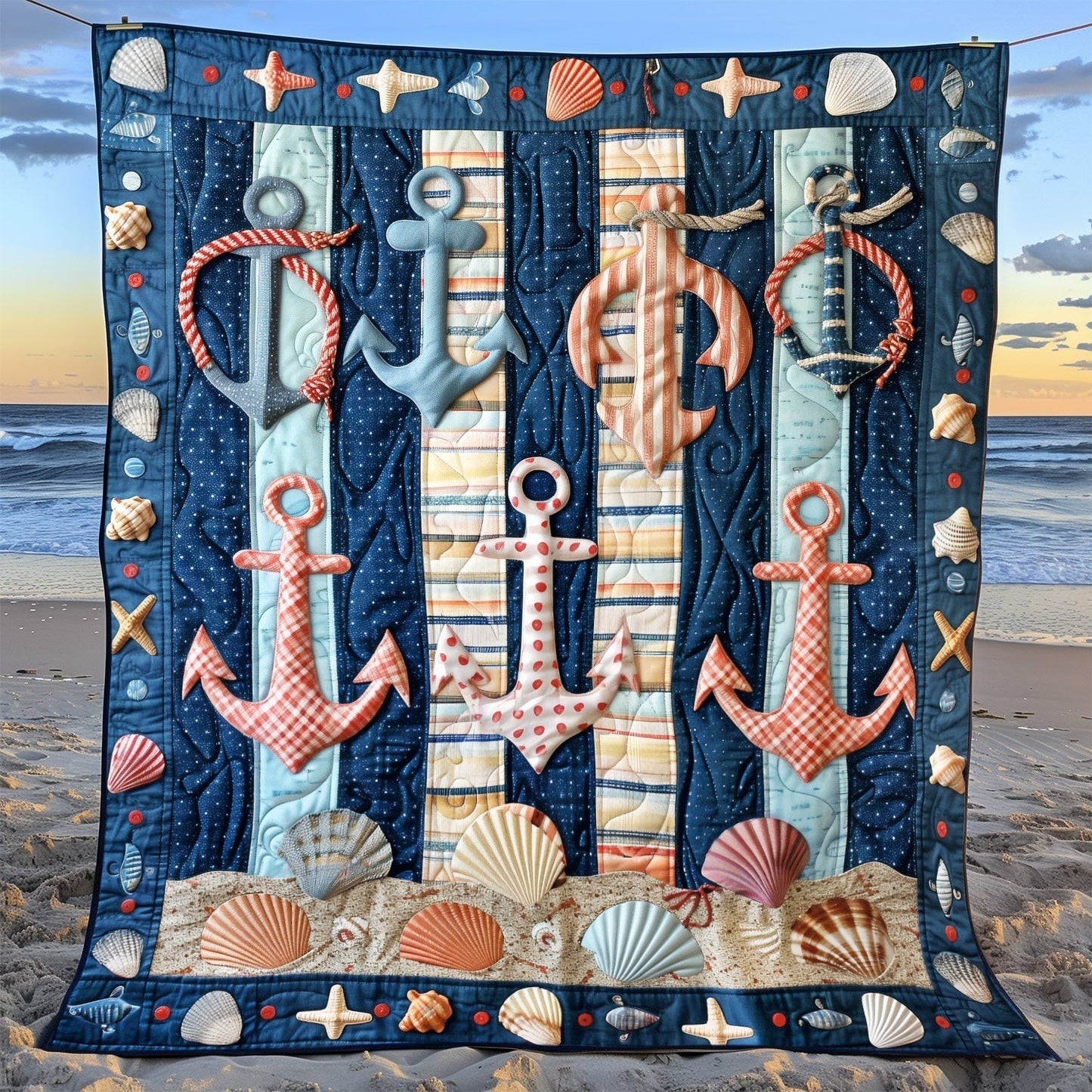Anchored Bliss Quilted Blanket - Throw (55" x 60")
