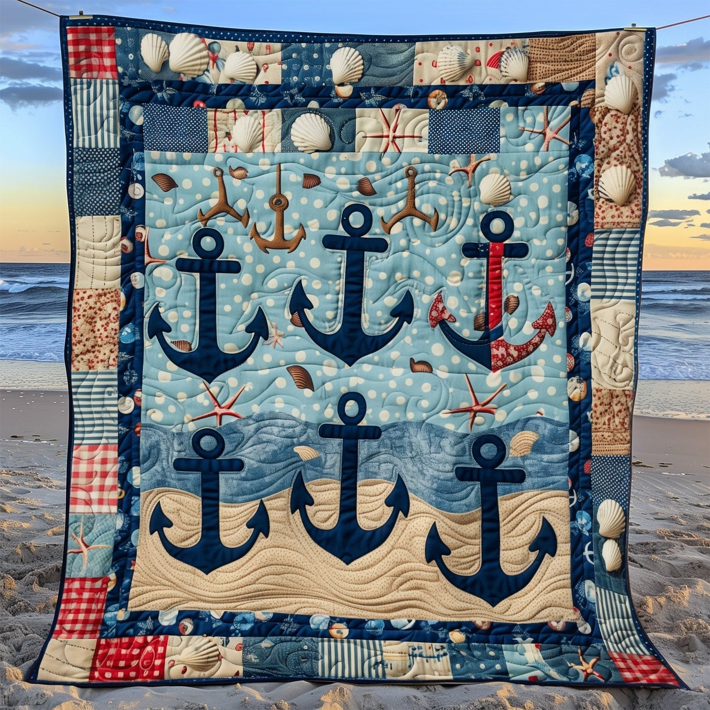 Anchored Serenity Quilted Blanket - Throw (55" x 60")