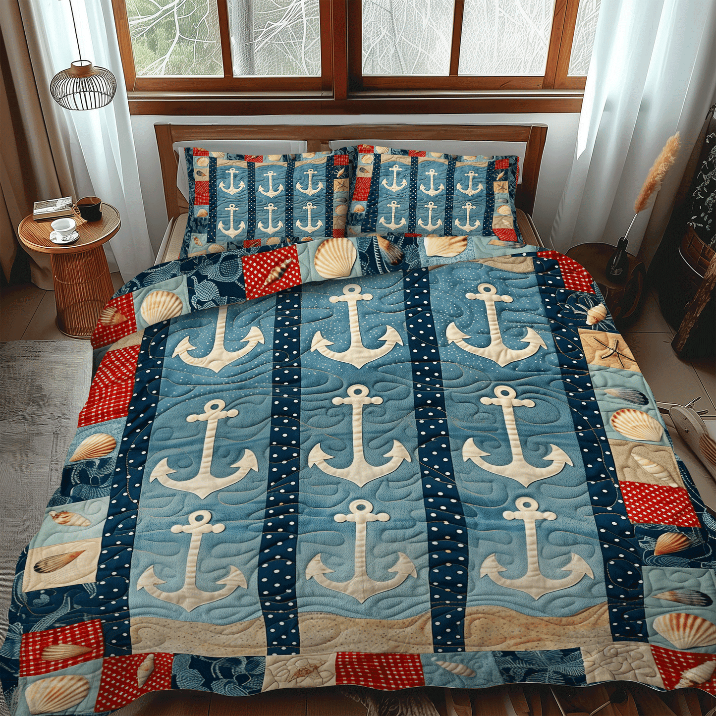 Anchors At Rest 3-Piece Quilted Bedding Set - Single (59" x 70")