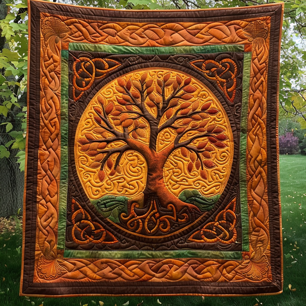 Ancient Celtic Tree Quilted Blanket - Throw (55" x 60")