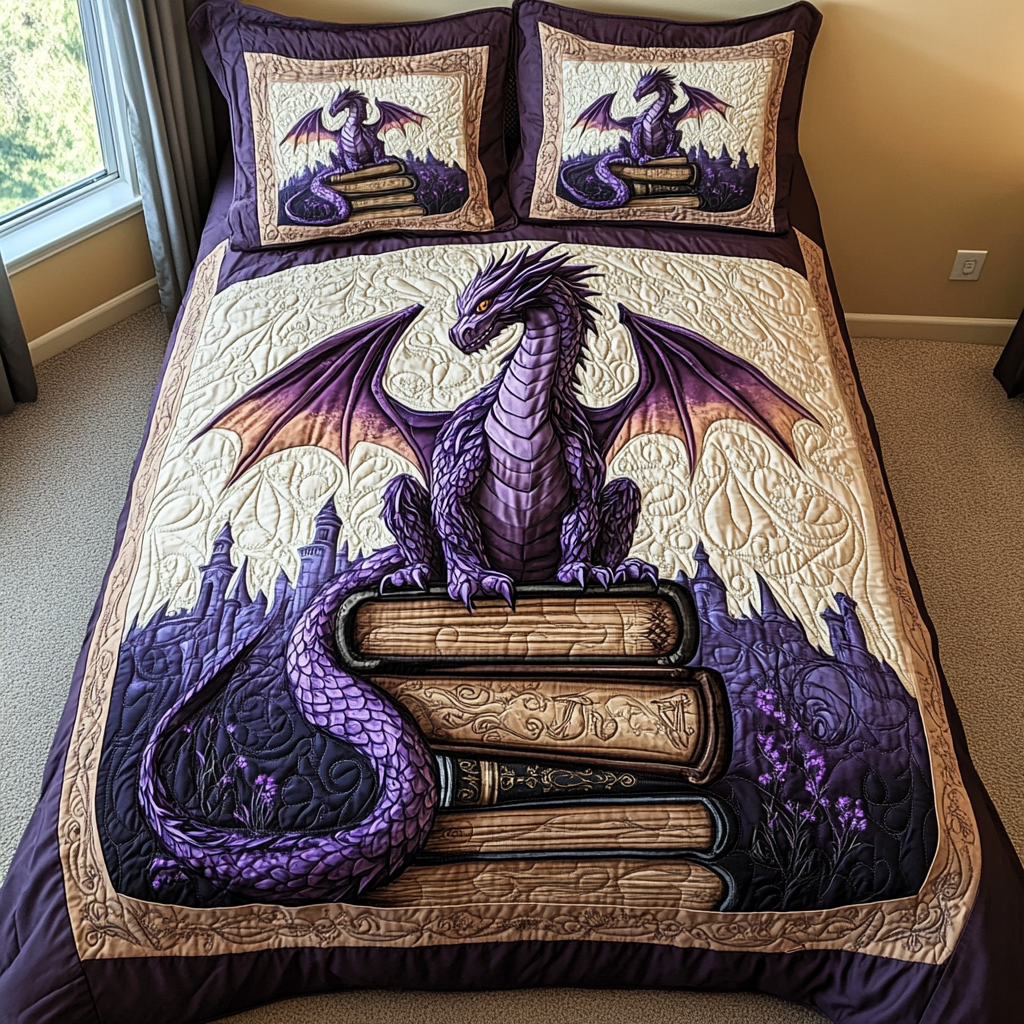 Ancient Watcher Quilted Bedding Set - Single (59" x 70")