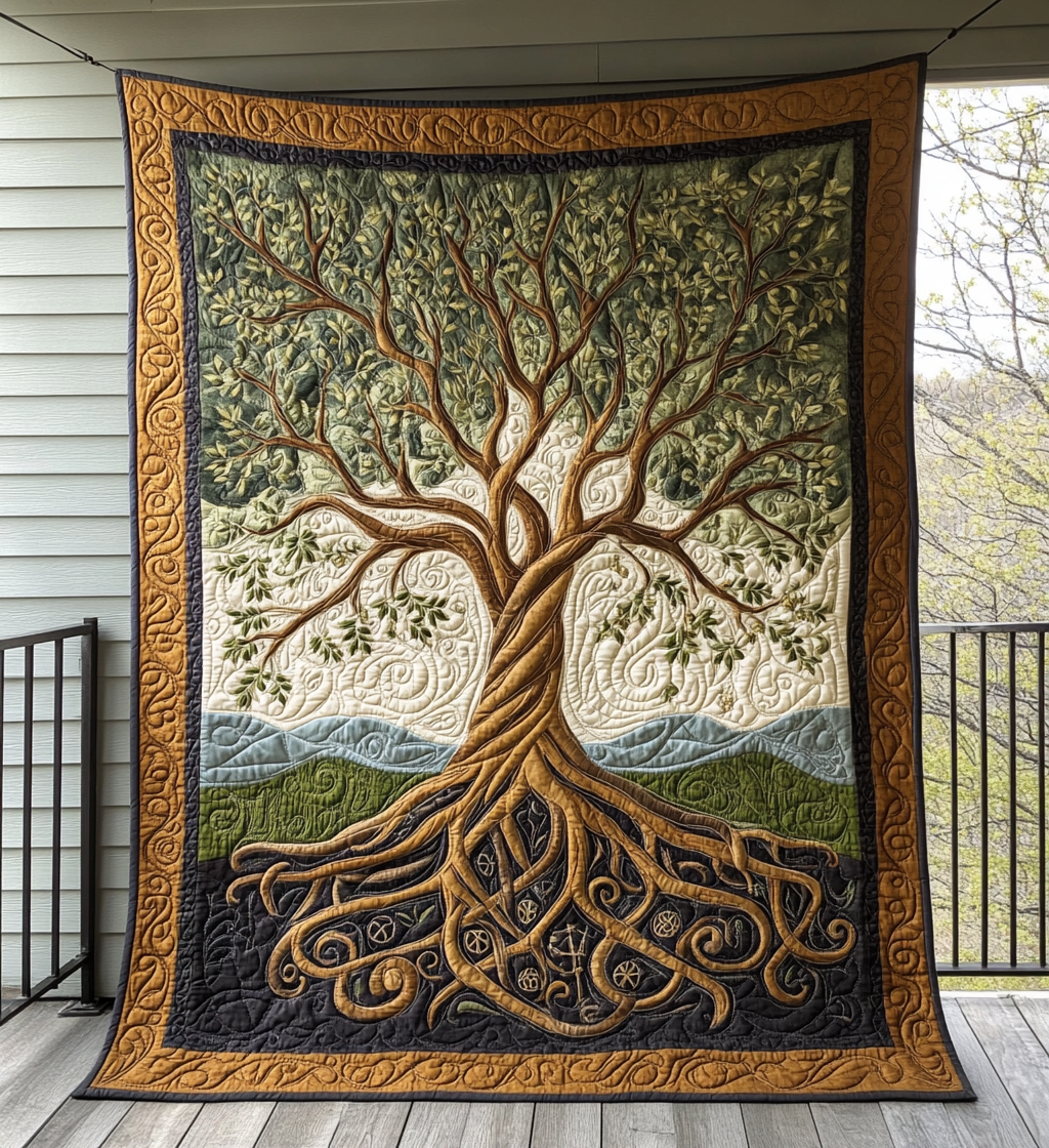 Ancients Tree Quilted Blanket - Throw (55" x 60")