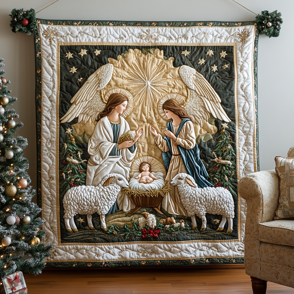 Angel Blessing Quilted Blanket - Throw (55" x 60")