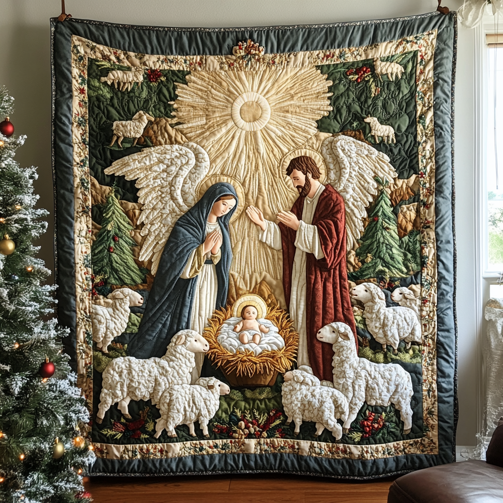 Angel Blessing Quilted Blanket - Throw (55" x 60")
