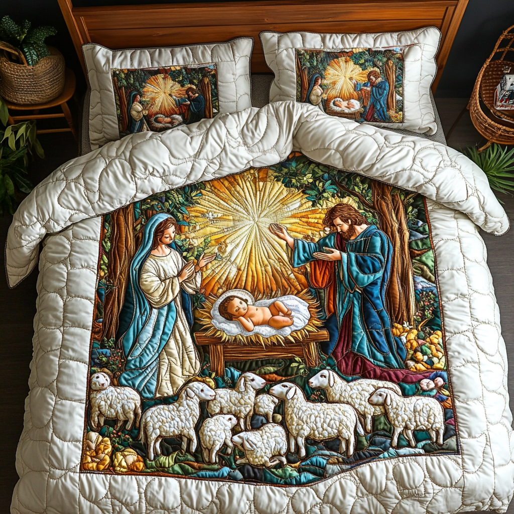 Angelic Arrival Quilted Bedding Set - Single (59" x 70")