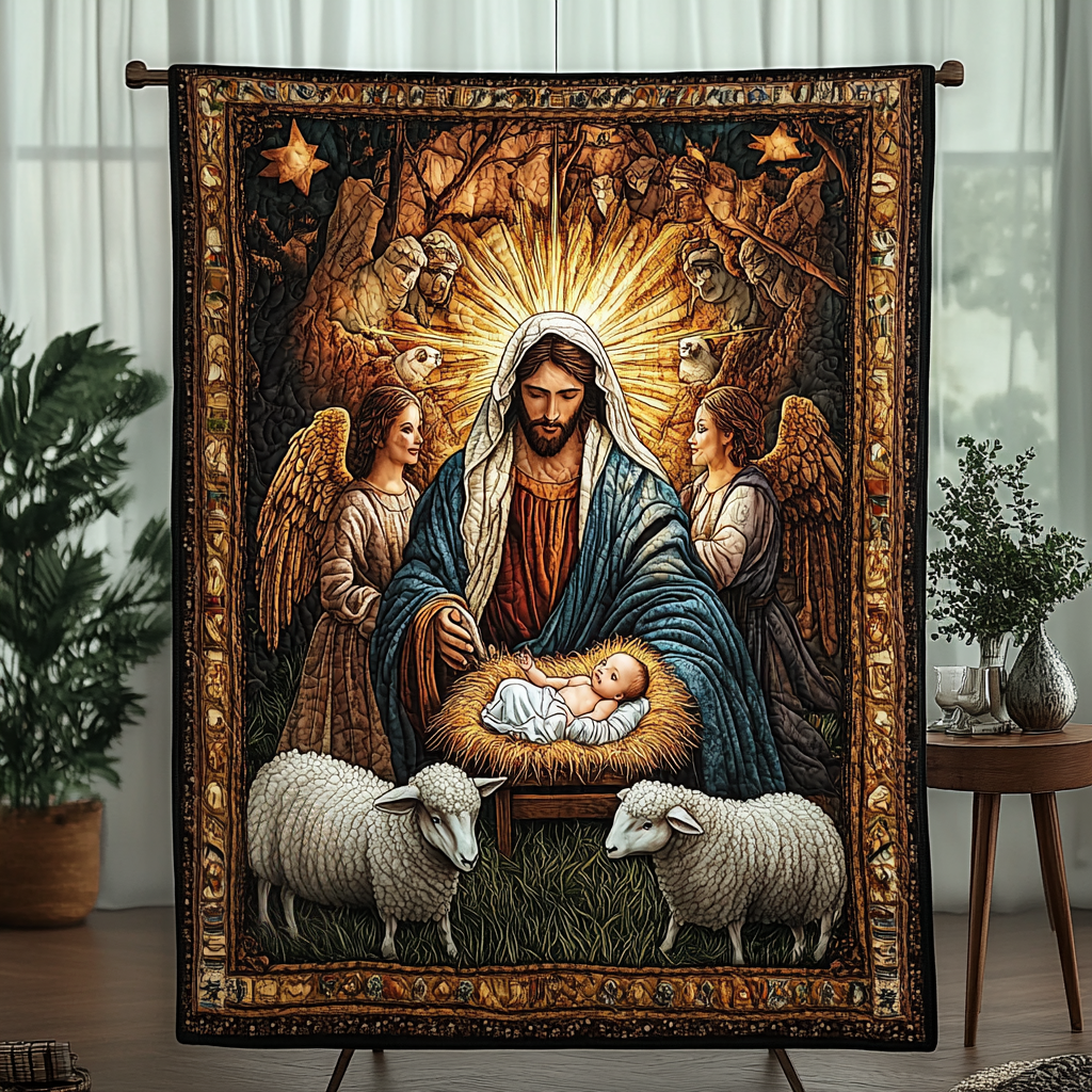 Angelic Scene Quilted Blanket - Throw (55" x 60")