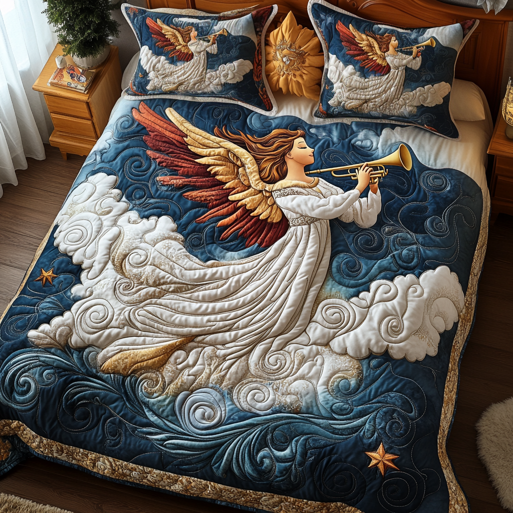 Angel of Peace 3-Piece Quilted Bedding Set - Single (59" x 70")