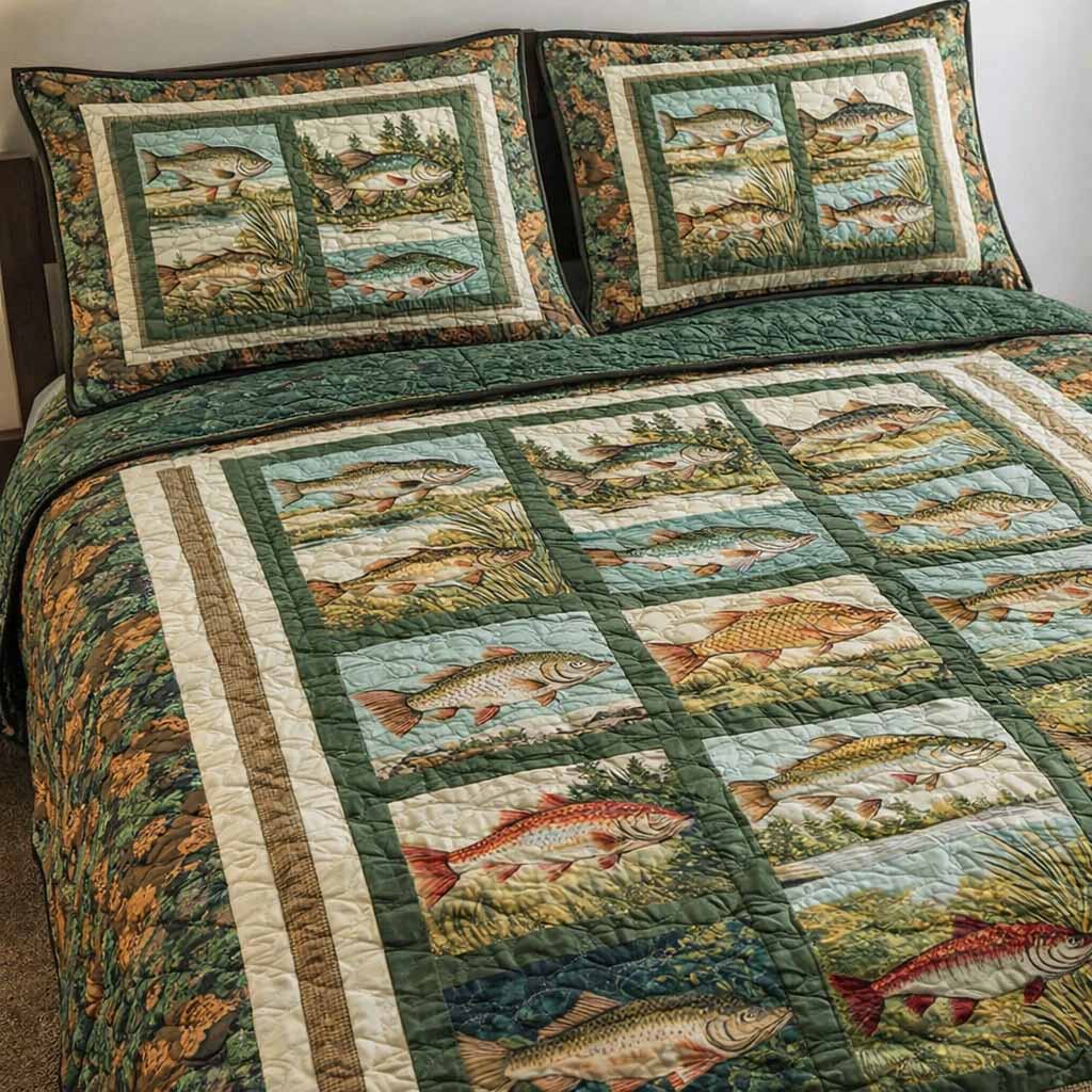 Angler Dream 3-Piece Quilted Bedding Set - Single (59" x 70")