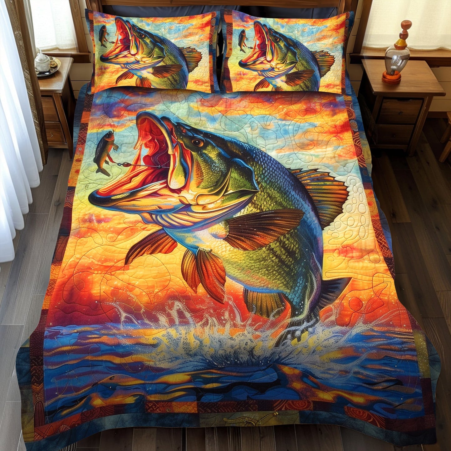 Angler's Dream 3-Piece Quilted Bedding Set - Single (59" x 70")