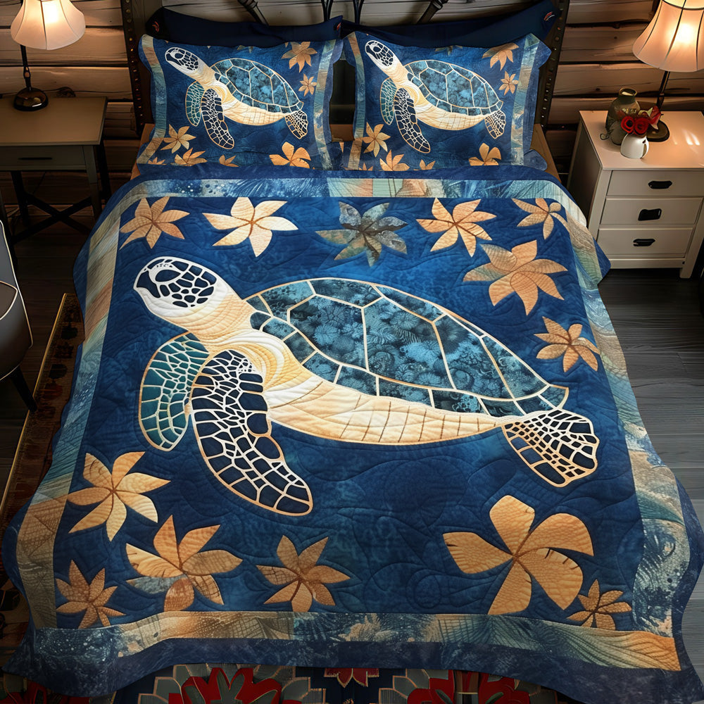 Aqua Journey 3-Piece Quilted Bedding Set - Single (59" x 70")