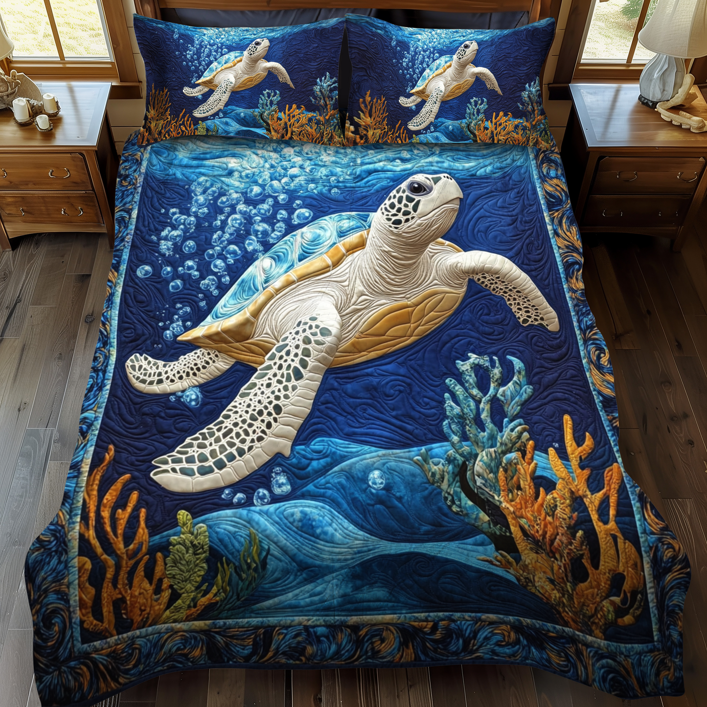 Aqua Traveler 3-Piece Quilted Bedding Set - Single (59" x 70")