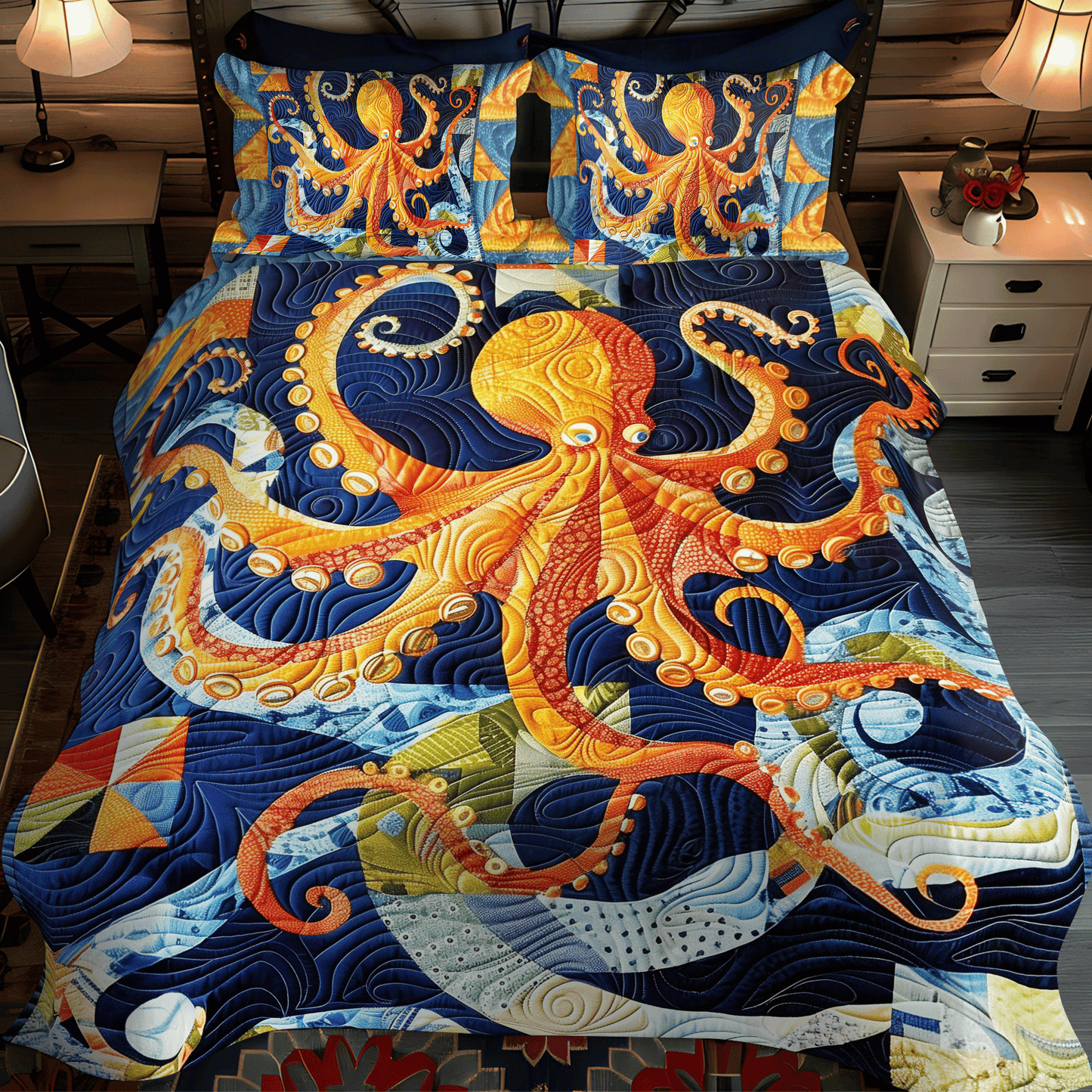 Aquatic Amaze 3-Piece Quilted Bedding Set - Single (59" x 70")