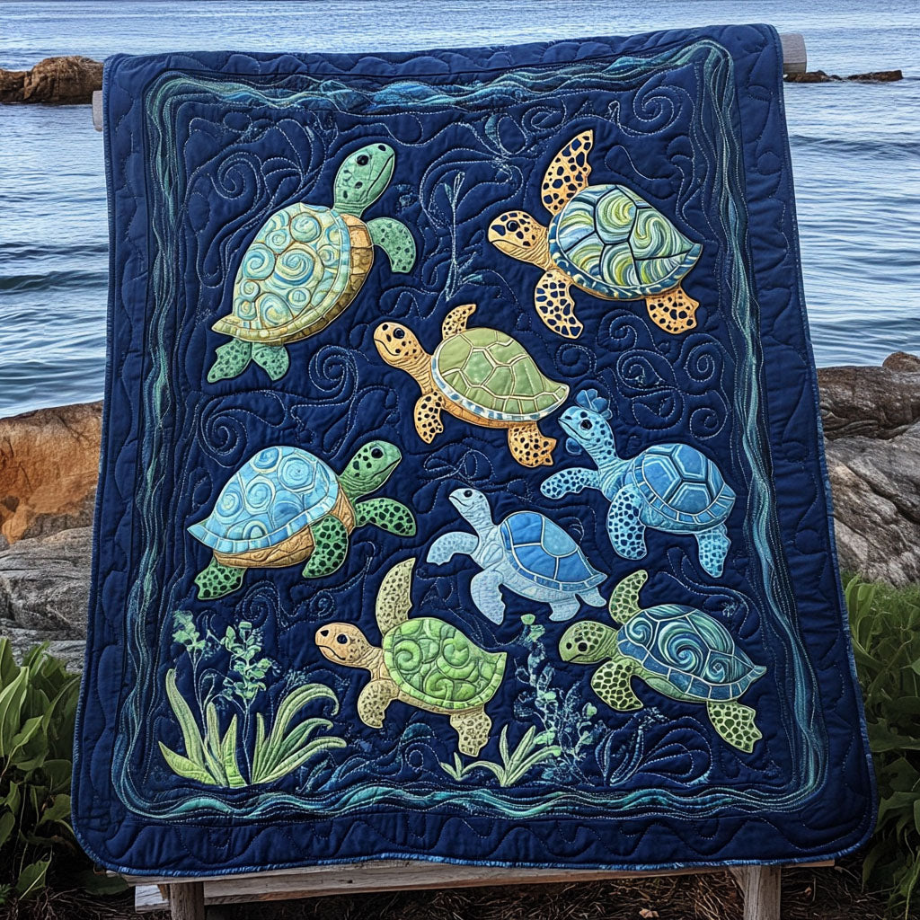Aquatic Ambiance Quilted Blanket - Throw (55" x 60")